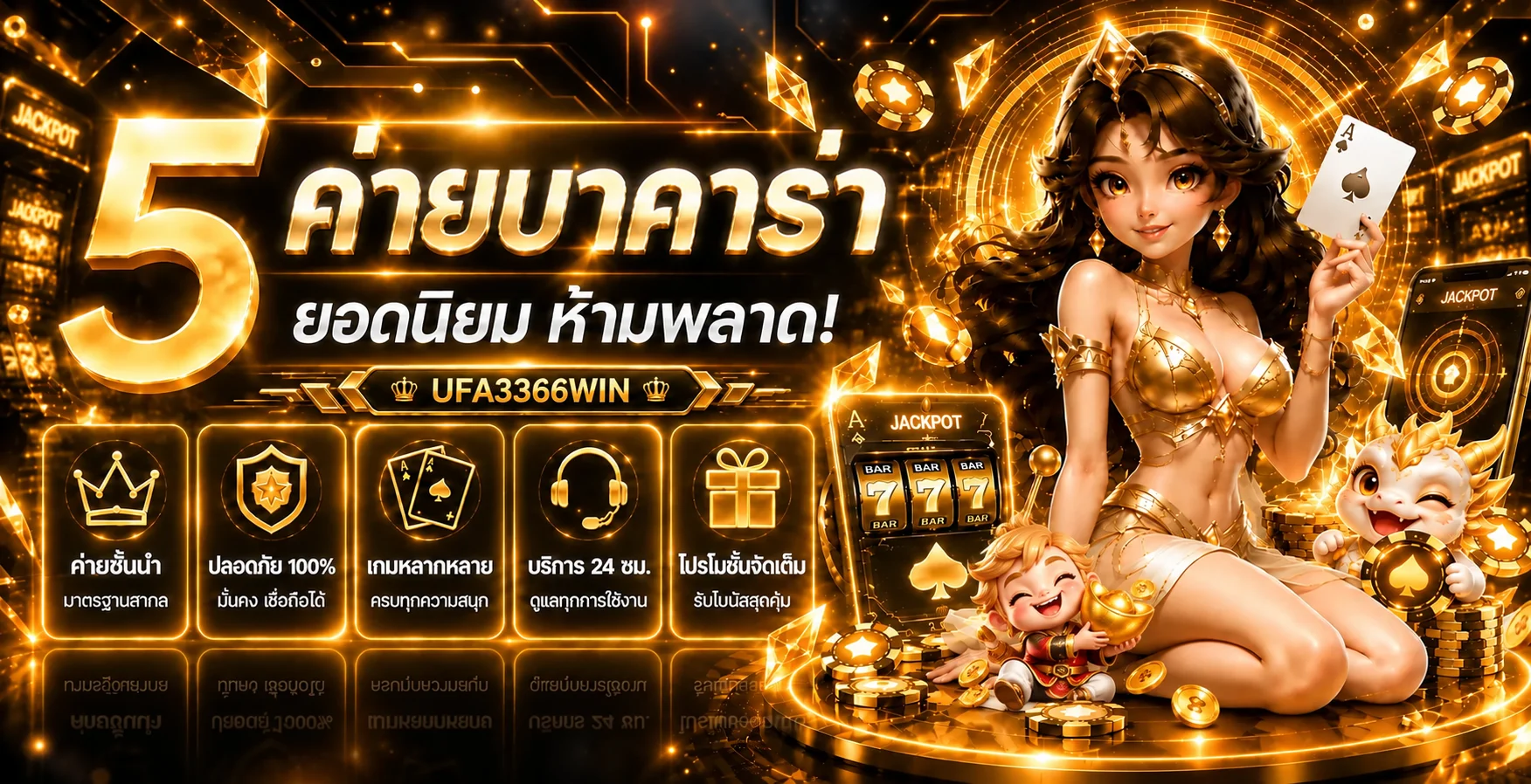 แบนเนอร์ห้าค่ายเกมยอดนิยมบน UFA3366WIN